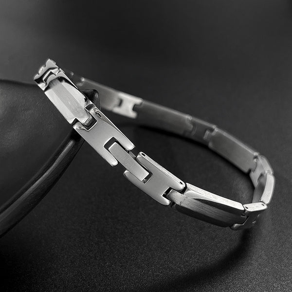 Men’s Simple Link Bracelet – Sleek Matte Finish ID Style Bracelet for Men – Lightweight, Hypoallergenic & Durable Men’s Jewelry-Men's Bracelet-SunnyHouse Jewelry