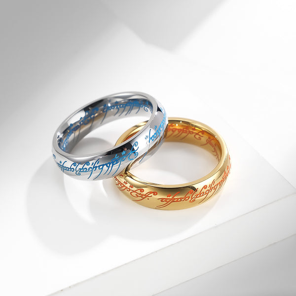 Men's Gold Ring with Engraved Script - Elegant and Durable Band for Everyday Style-Men's Ring-SunnyHouse Jewelry