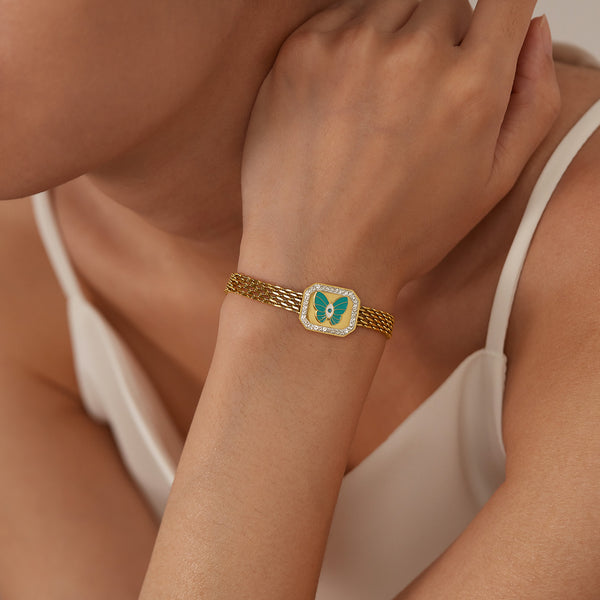 Women’s Butterfly Charm Bracelet with Crystal Accents – Adjustable, Elegant, Stylish Design-Women's Bangle-SunnyHouse Jewelry