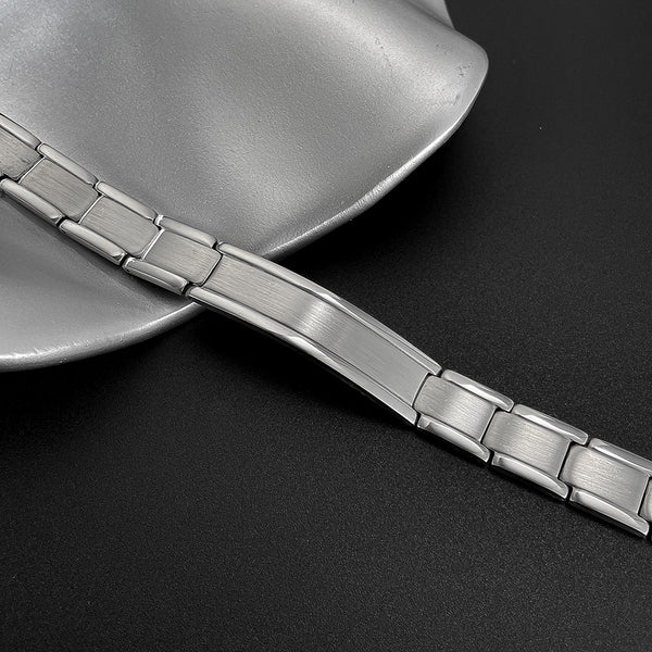 Men’s Titanium Stainless Steel Bracelet – Wide Brushed Silver Link Chain, Sleek & Durable Men’s Jewelry, Hypoallergenic and Rust-Resistant-Men's Bracelet-SunnyHouse Jewelry