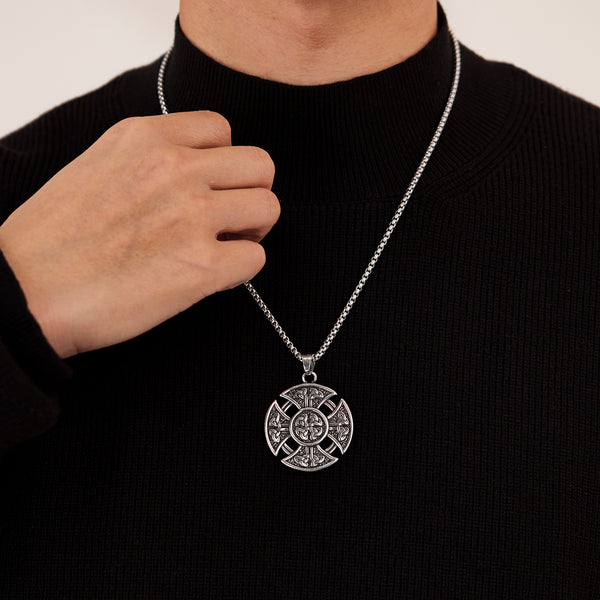 Celtic Cross Pendant Necklace for Men – Titanium Stainless Steel Norse Knotwork Amulet – Viking Trinity Knot Religious Jewelry-Men's Pendant Necklace-SunnyHouse Jewelry