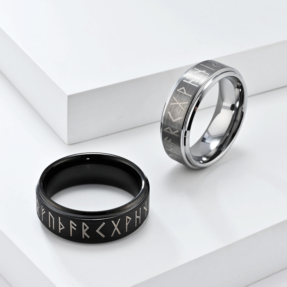 Men's Ring with Runic Pattern - Sleek Design, Comfort Fit, Durable, Hy ...