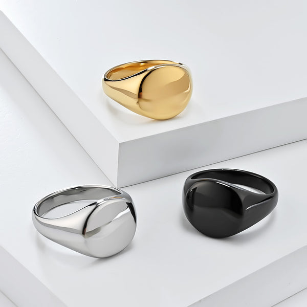 Minimalist Silver Titanium Stainless Steel Men's Signet Ring - Sleek Design, Durable, Hypoallergenic, Comfort Fit-Men's Ring-SunnyHouse Jewelry