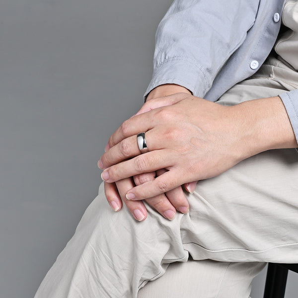 Men’s Titanium Stainless Steel Wide Band Ring – Polished Finish, Durable and Hypoallergenic, Minimalist Everyday Jewelry-Men's Ring-SunnyHouse Jewelry
