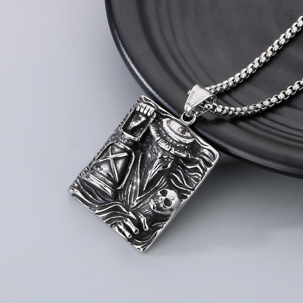 Men’s Titanium Stainless Steel Plague Doctor Pendant Necklace – Vintage Gothic Style – Durable Fashion Necklace for Men-Men's Pendant Necklace-SunnyHouse Jewelry