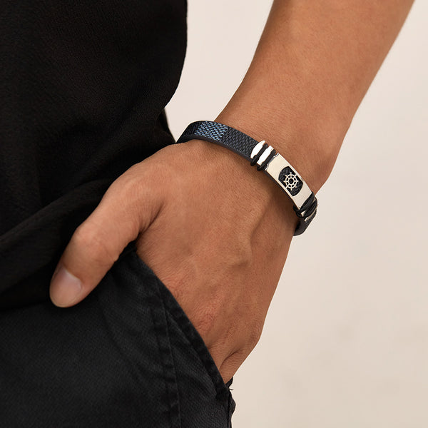 Men's Titanium Stainless Steel Bracelet with Nautical Wheel Motif - Sleek Design, Durable and Hypoallergenic-Men's Bracelet-SunnyHouse Jewelry