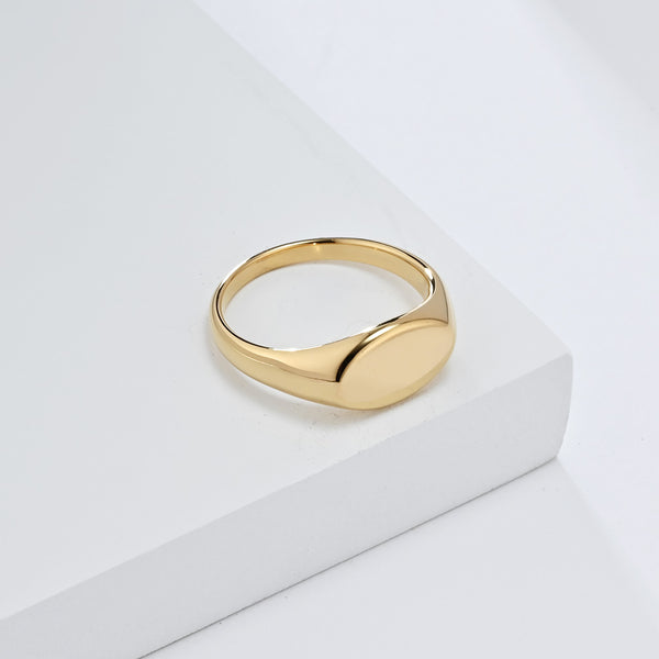 Women’s Round Signet Ring – Polished Finish, Durable and Hypoallergenic, Minimalist Everyday Jewelry-Women's Ring-SunnyHouse Jewelry