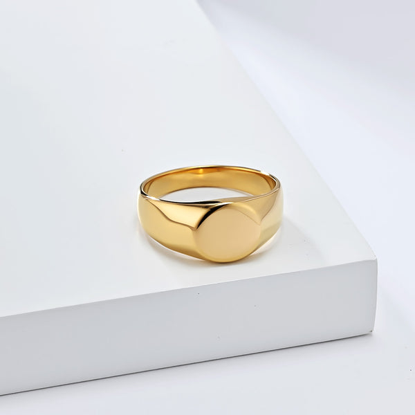 Women’s Titanium Stainless Steel Oval Signet Ring – Polished Finish, Durable and Hypoallergenic, Minimalist Statement Jewelry-Women's Ring-SunnyHouse Jewelry