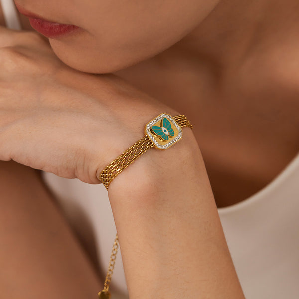 Women’s Butterfly Charm Bracelet with Crystal Accents – Adjustable, Elegant, Stylish Design-Women's Bangle-SunnyHouse Jewelry