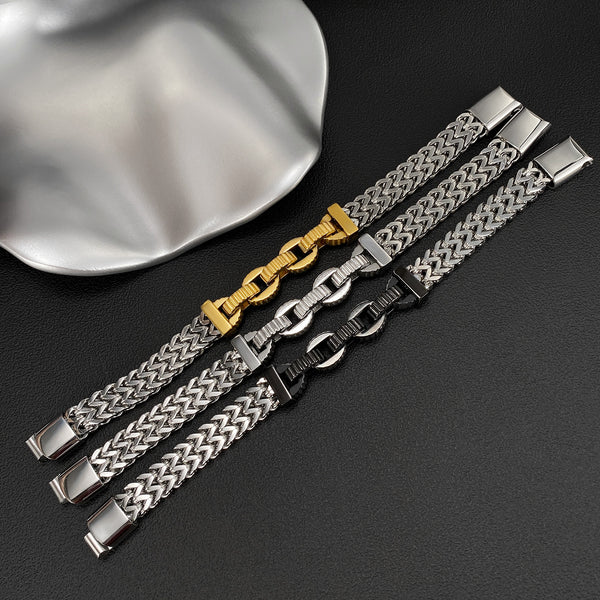 Men’s Stainless Steel Chain Bracelet – Two-Tone Black & Silver Link Design, Heavy-Duty Cuban Chain Style with Fold-Over Clasp, Durable Men’s Fashion Jewelry-Men's Bracelet-SunnyHouse Jewelry