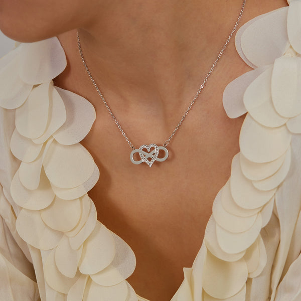 Women’s Titanium Stainless Steel Infinity Heart Pendant Necklace, Gold-Plated with Crystal Accents – Elegant Jewelry for Everyday and Special Occasions-Women's Necklace-SunnyHouse Jewelry