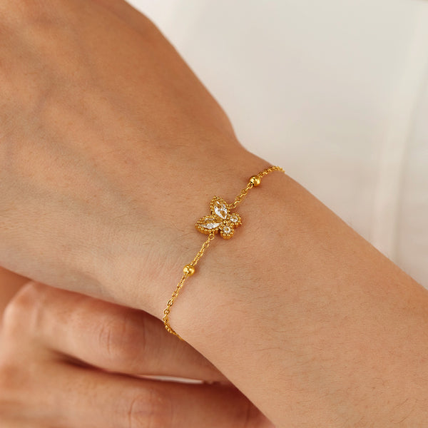 18K Gold‑Plated Titanium Stainless Steel Butterfly Bracelet for Women – Adjustable Dainty Cubic Zirconia Charm, Hypoallergenic & Tarnish‑Resistant Jewelry Gift-Women's Bangle-SunnyHouse Jewelry