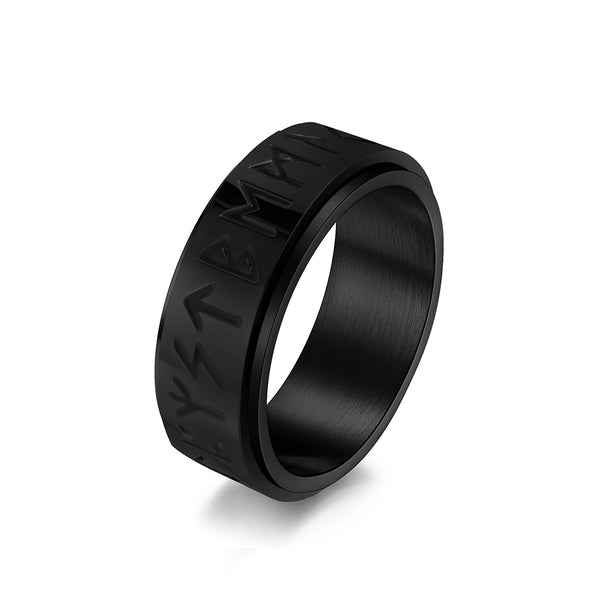 Men's Titanium Stainless Steel Rune Engraved Band - Durable Nordic Style Ring for Everyday Wear-Men's Ring-SunnyHouse Jewelry