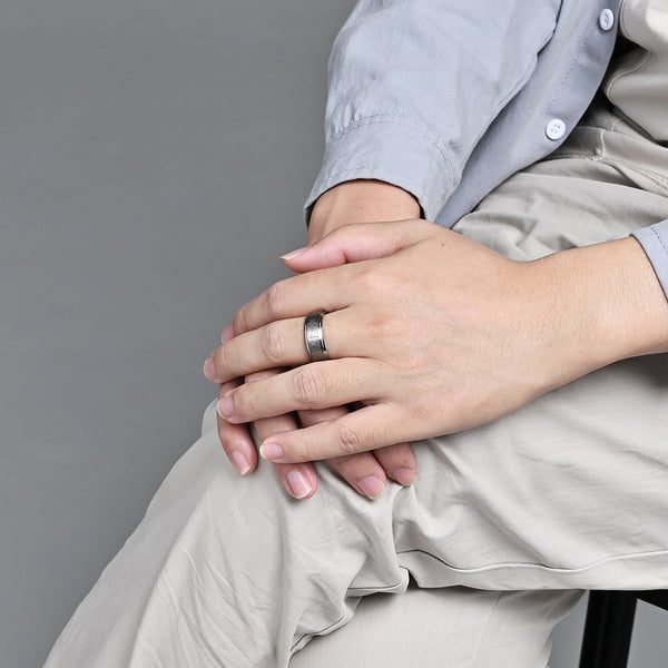 Men's Ring with Runic Pattern - Sleek Design, Comfort Fit, Durable, Hypoallergenic, 8mm-Men's Ring-SunnyHouse Jewelry
