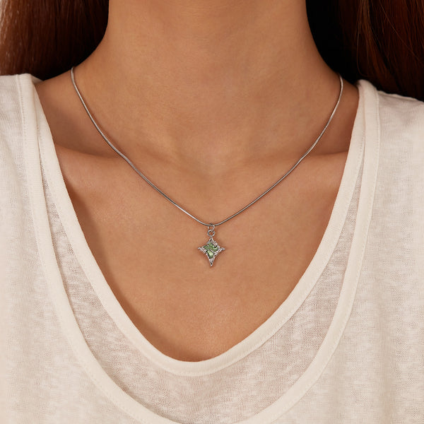 Unique Women's Star Pendant Necklace with Green Enamel – Stylish Stainless Steel Chain, Perfect for Everyday Wear-Women's Necklace-SunnyHouse Jewelry