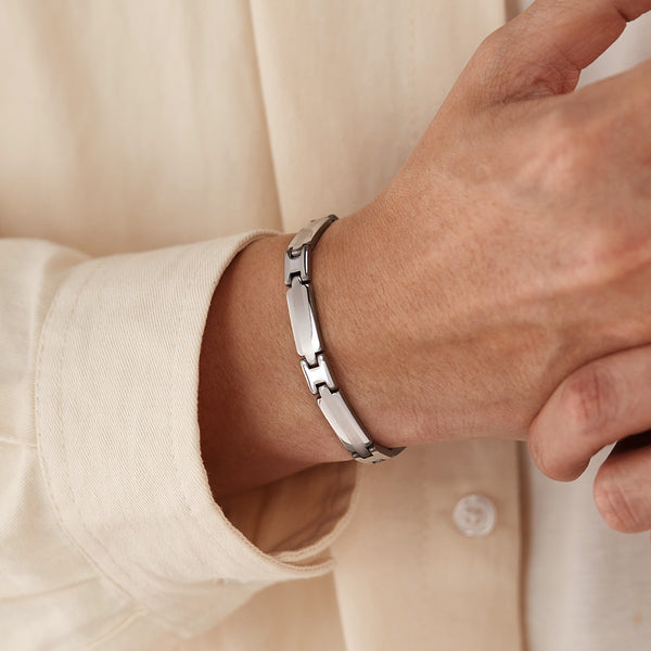 Men’s Simple Link Bracelet – Sleek Matte Finish ID Style Bracelet for Men – Lightweight, Hypoallergenic & Durable Men’s Jewelry-Men's Bracelet-SunnyHouse Jewelry