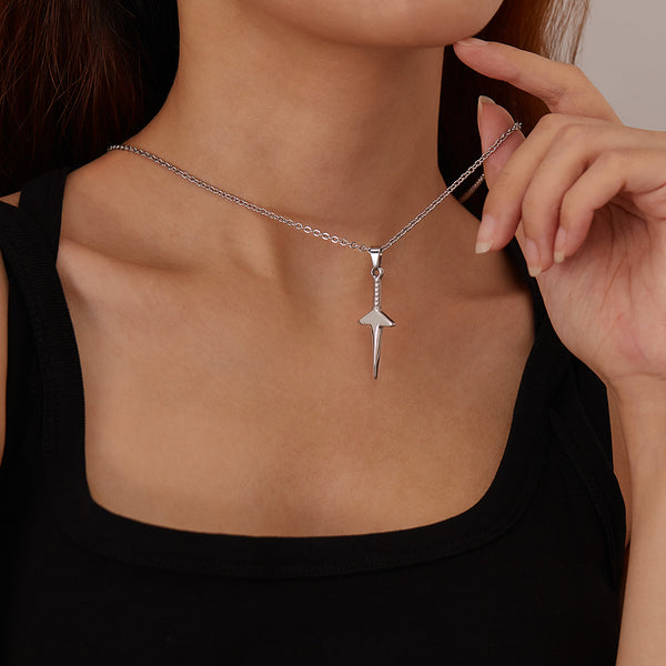 Women’s Lucky Sword Pendant Necklace – Silver-Tone Chain Jewelry for Everyday Wear, Gothic Punk Style-Women's Necklace-SunnyHouse Jewelry