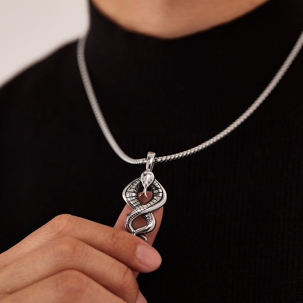 Cobra Snake Pendant Necklace for Men – Titanium Stainless Steel Serpent Jewelry – Gothic Snake Necklace with Hooded Design for Strength and Protection-Men's Pendant Necklace-SunnyHouse Jewelry