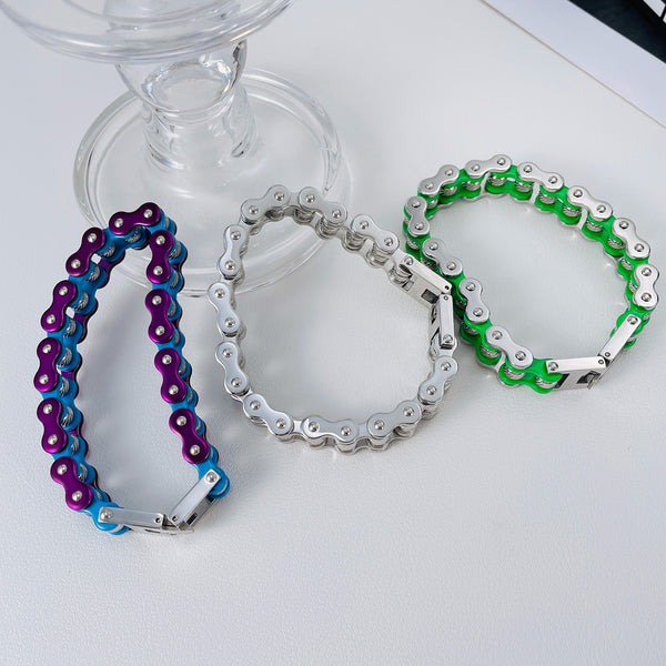 Men’s Harley Bike Chain Bracelet – Silver Link Biker Jewelry, Durable Heavy-Duty Wristband for Men-Men's Bracelet-SunnyHouse Jewelry