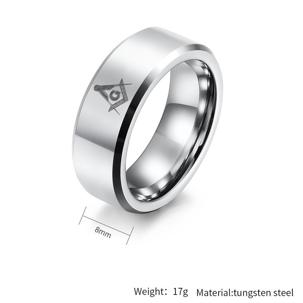 Elegant Gold Titanium Stainless Steel Men's Freemason Ring - Symbolic Design, Comfort Fit, Hypoallergenic, Durable, 8mm-Men's Ring-SunnyHouse Jewelry