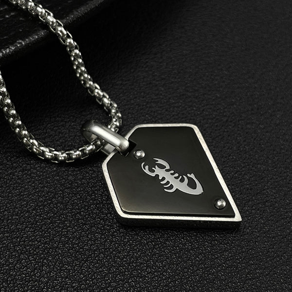 Elegant Men's Scorpion Pendant Necklace - Sleek Black and Silver, Stainless Steel Chain, Perfect for Everyday and Occasional Wear-Men's Pendant Necklace-SunnyHouse Jewelry