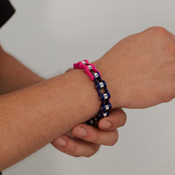 Men’s Titanium Stainless Steel Harley Bike Bracelet – Yellow and Red Link Punk Biker Jewelry, Durable Wristband for Men-Men's Bracelet-SunnyHouse Jewelry