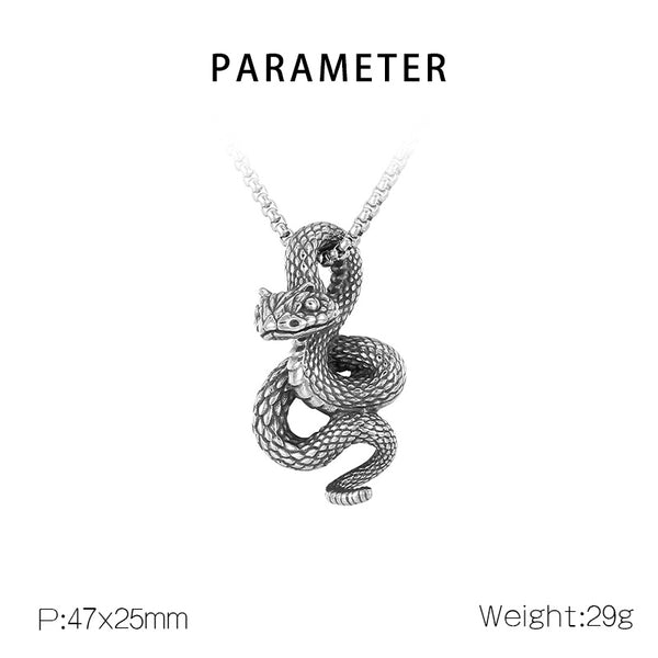 Men’s Titanium Stainless Steel Snake Pendant Necklace – Intricate Serpent Design – Durable Fashion Necklace for Men-Men's Pendant Necklace-SunnyHouse Jewelry