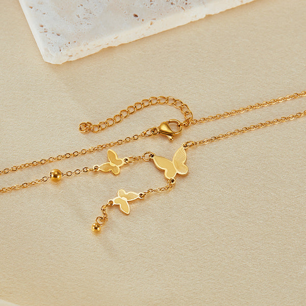 Women's Gold Butterfly Y-Necklace - Delicate Drop Pendant with Pearl Accent-Women's Necklace-SunnyHouse Jewelry