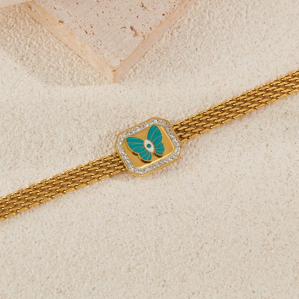 Women’s Butterfly Charm Bracelet with Crystal Accents – Adjustable, Elegant, Stylish Design-Women's Bangle-SunnyHouse Jewelry