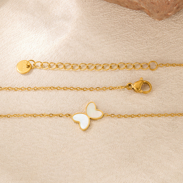 Women’s Titanium Stainless Steel Butterfly Pendant Necklace – Gold-Plated Chain with White Enamel Wings, Hypoallergenic Dainty Jewelry for Everyday Wear-Women's Necklace-SunnyHouse Jewelry