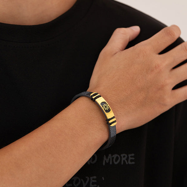 Men's Titanium Stainless Steel Bracelet with Nautical Wheel Motif - Sleek Design, Durable and Hypoallergenic-Men's Bracelet-SunnyHouse Jewelry