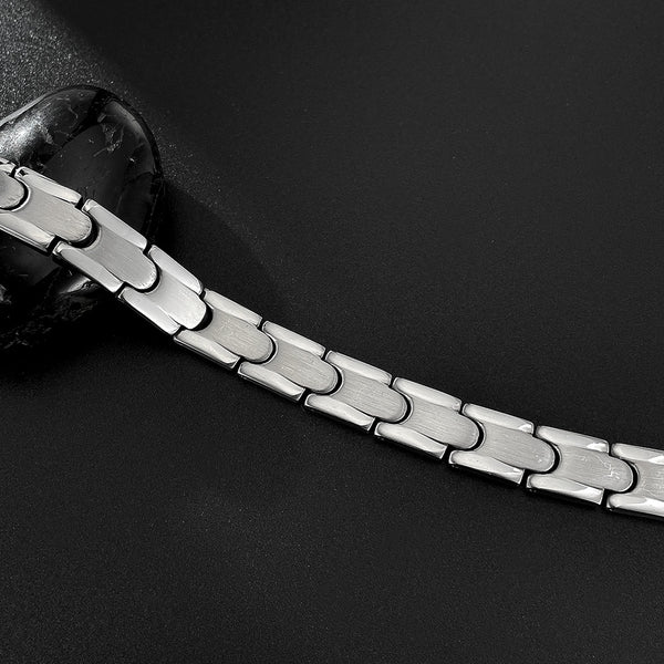 Men’s Titanium Stainless Steel Bracelet – Brushed Silver Classic Link Chain, Durable & Hypoallergenic Jewelry for Men, Modern & Sleek Design-Men's Bracelet-SunnyHouse Jewelry