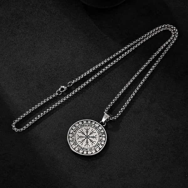 Viking Stainless Steel Sword Pendant Necklace for Men – Norse Mythology Titanium Steel Amulet with Valknut & Rune Symbols – Nordic Warrior Jewelry-Men's Pendant Necklace-SunnyHouse Jewelry