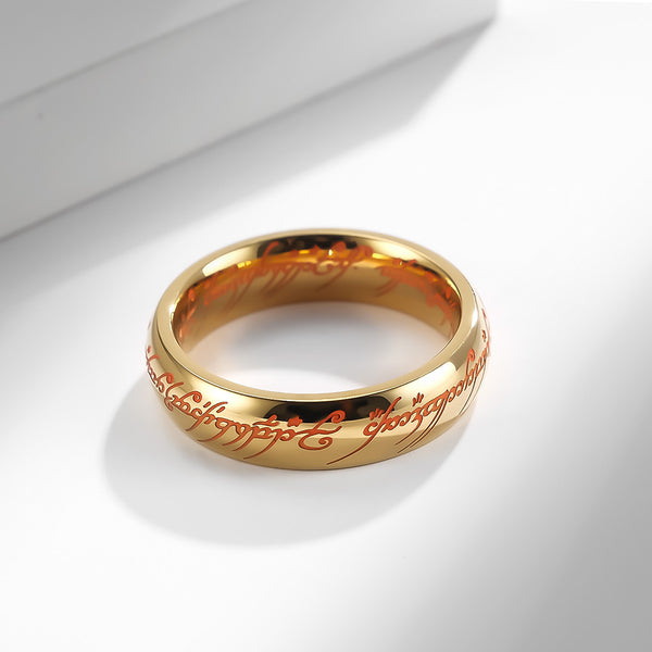 Men's Gold Ring with Engraved Script - Elegant and Durable Band for Everyday Style-Men's Ring-SunnyHouse Jewelry