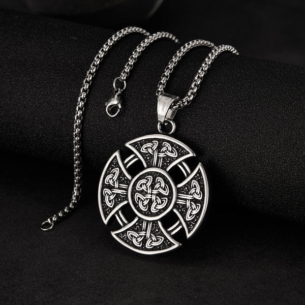 Celtic Cross Pendant Necklace for Men – Titanium Stainless Steel Norse Knotwork Amulet – Viking Trinity Knot Religious Jewelry-Men's Pendant Necklace-SunnyHouse Jewelry