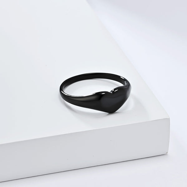 Women’s Heart Signet Ring – Polished Finish, Durable and Hypoallergenic, Elegant Minimalist Jewelry-Women's Ring-SunnyHouse Jewelry