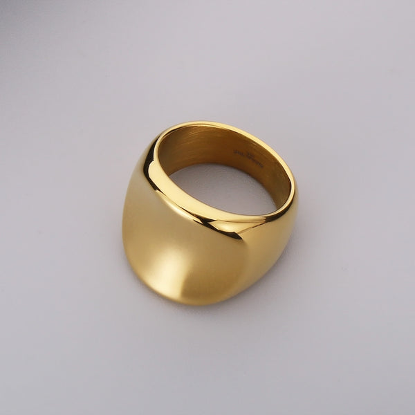 Men’s Titanium Stainless Steel Statement Ring – Bold Gold-Plated Dome Design – Durable, Polished Fashion Ring for Men-Men's Ring-SunnyHouse Jewelry