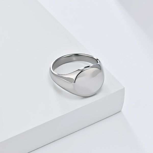Minimalist Silver Titanium Stainless Steel Men's Signet Ring - Sleek Design, Durable, Hypoallergenic, Comfort Fit-Men's Ring-SunnyHouse Jewelry