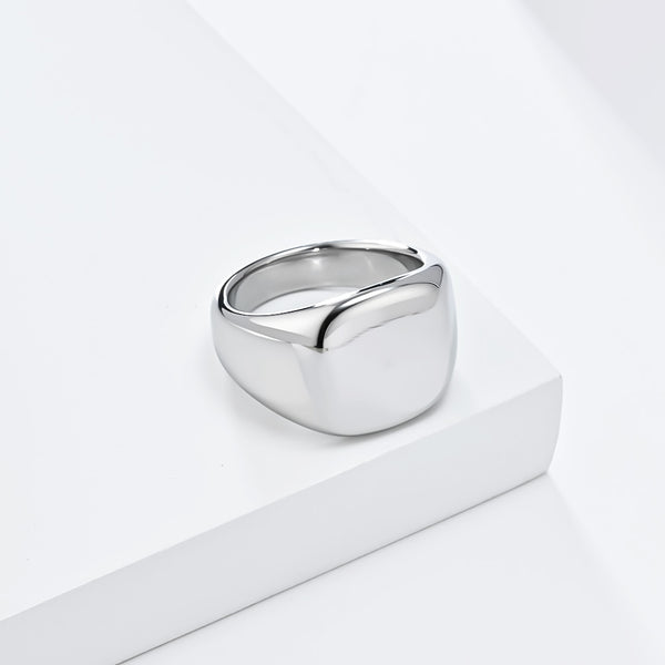 Men's Black Titanium Stainless Steel Signet Ring - Sleek Minimalist Matte Band for Modern Style-Men's Ring-SunnyHouse Jewelry