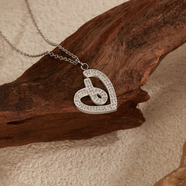 Women’s Lucky Heart Pendant Necklace – Elegant Silver-Tone Open Heart Necklace with Crystal Accents – Romantic Jewelry Gift for Women-Women's Necklace-SunnyHouse Jewelry