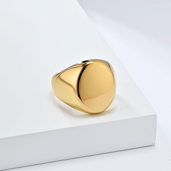 Bold Black Titanium Stainless Steel Men's Signet Ring - Modern Design, Durable, Hypoallergenic, Comfort Fit-Men's Ring-SunnyHouse Jewelry