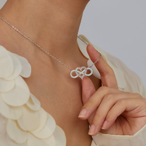 Women’s Titanium Stainless Steel Infinity Heart Pendant Necklace, Gold-Plated with Crystal Accents – Elegant Jewelry for Everyday and Special Occasions-Women's Necklace-SunnyHouse Jewelry
