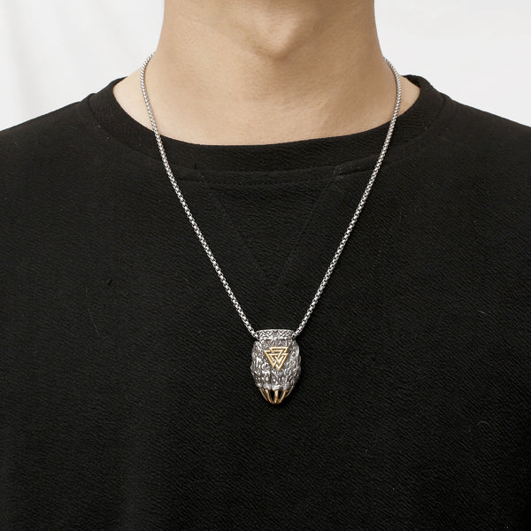 Men’s Titanium Stainless Steel Viking Pendant Necklace – Nordic Symbol Claw Design – Durable Norse Jewelry for Men-Men's Pendant Necklace-SunnyHouse Jewelry