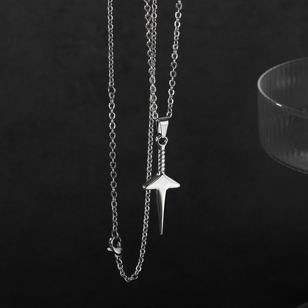 Women’s Lucky Sword Pendant Necklace – Silver-Tone Chain Jewelry for Everyday Wear, Gothic Punk Style-Women's Necklace-SunnyHouse Jewelry