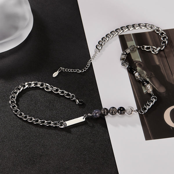 Women’s Natural Stone Necklace – Silver Chain Jewelry with Mixed Gemstone Beads, Durable Hypoallergenic Design-Women's Necklace-SunnyHouse Jewelry