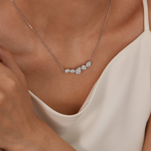Women’s Teardrop Crystal Pendant Necklace – Sterling Silver Plated Chain with Sparkling Zircon Accents – Elegant Jewelry Gift for Women-Women's Necklace-SunnyHouse Jewelry