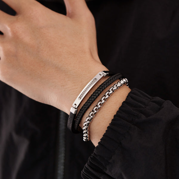 Men’s Titanium Stainless Steel Leather Bracelet – Multi-Layer Braided Rope & Chain Wristband – Stylish Durable Magnetic Clasp Jewelry for Men-Men's Bracelet-SunnyHouse Jewelry