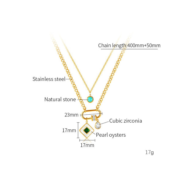 Elegant Women's Multi-Layered Gold Necklace with Gemstone Pendants – Versatile, Chic Jewelry-Women's Necklace-SunnyHouse Jewelry