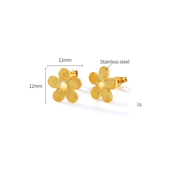 Women's Gold Floral Stud Earrings - Textured Daisy Design for a Refreshing Look-Women's Earrings-SunnyHouse Jewelry