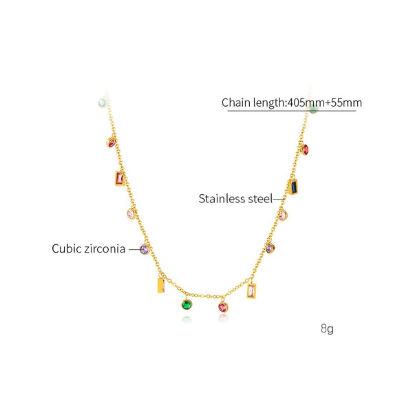 Vibrant Women's Gold Chain Necklace with Multicolor Gemstone Charms – Elegant, Playful Jewelry Piece-Women's Necklace-SunnyHouse Jewelry